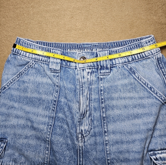 American Eagle Highest Rise Baggy Straight Denim Cargo Jeans – Size 0 - Picture 8 of 13